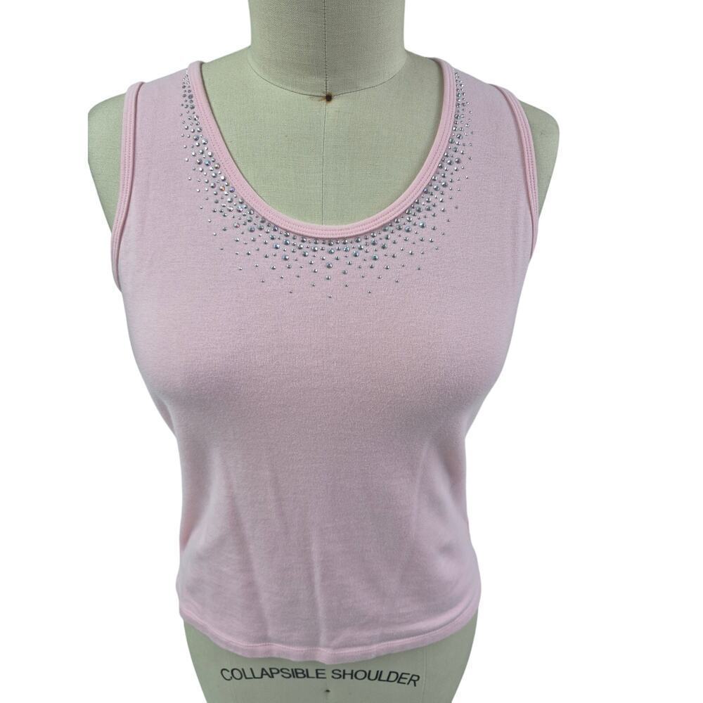 Christine Alexander Cotton/Spandex Pink Denim Jacket + Tank Rhinestones L - Picture 5 of 10